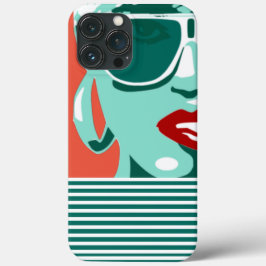 Funda Para iPhone 13 Pro Max Mujer de arte pop Gafas de sol blancas mordiendo l