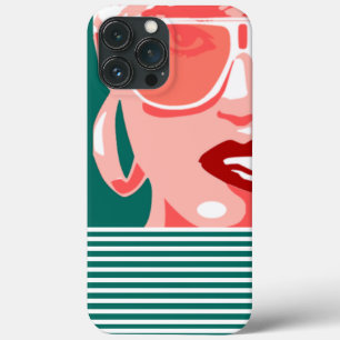 Funda Para iPhone 13 Pro Max Mujer de arte pop Gafas de sol blancas mordiendo l