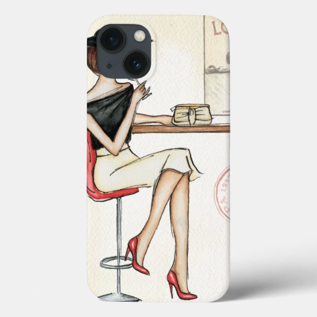 Funda De Case-Mate Para iPhone Mujer de moda bebiendo vino (Reverso)