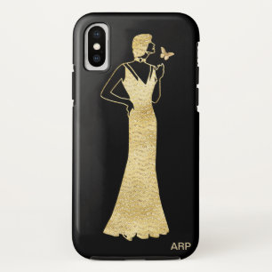 Funda Para iPhone XS Mujer del purpurina del oro de Nouveau del art