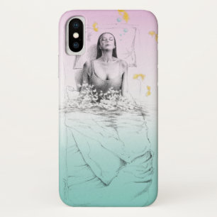 Funda Para iPhone X Mujer despertando nadando Colores pastel Arte surr