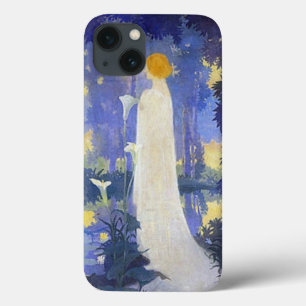 Funda Para iPhone 13 Mujer en blanco con lirios de Calla