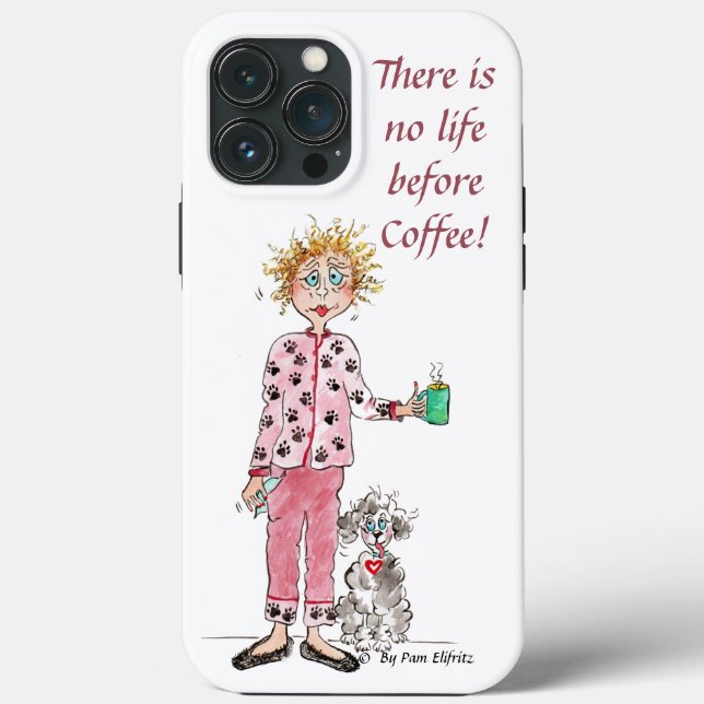 Funda De Case-Mate Para iPhone Mujer en pijama necesita su dibujo de color café (Reverso )
