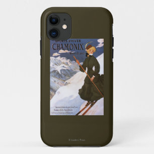 Funda Para iPhone 11 Mujer en poster verde del esquí