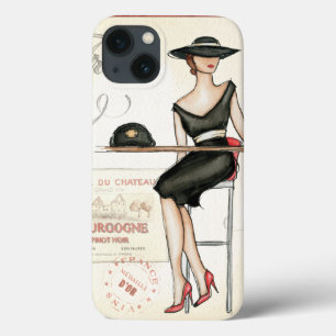 Funda Para iPhone 13 Mujer francesa bebiendo vino rojo