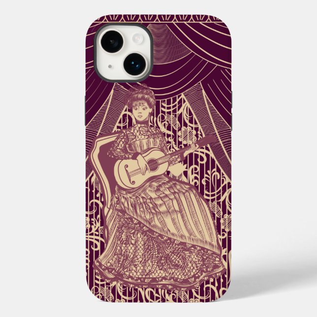 Funda De Case-Mate Para iPhone Mujer hermosa con guitarra (Reverso )