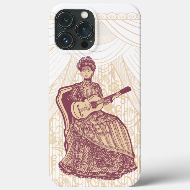 Funda De Case-Mate Para iPhone Mujer hermosa con guitarra (Reverso )
