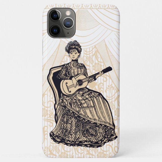Funda De Case-Mate Para iPhone Mujer hermosa con guitarra (Reverso)