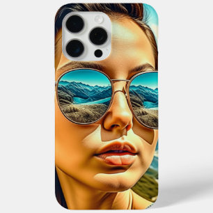 Funda Para iPhone 15 Pro Max Mujer hermosa en la reflectosis de la montaña de g