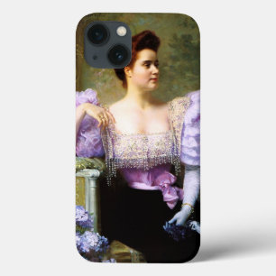 Funda Para iPhone 13 Mujer joven por un ramo de hortensias