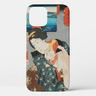 Funda Para iPhone 12 Mujer jugando con la imagen japonesa de gato