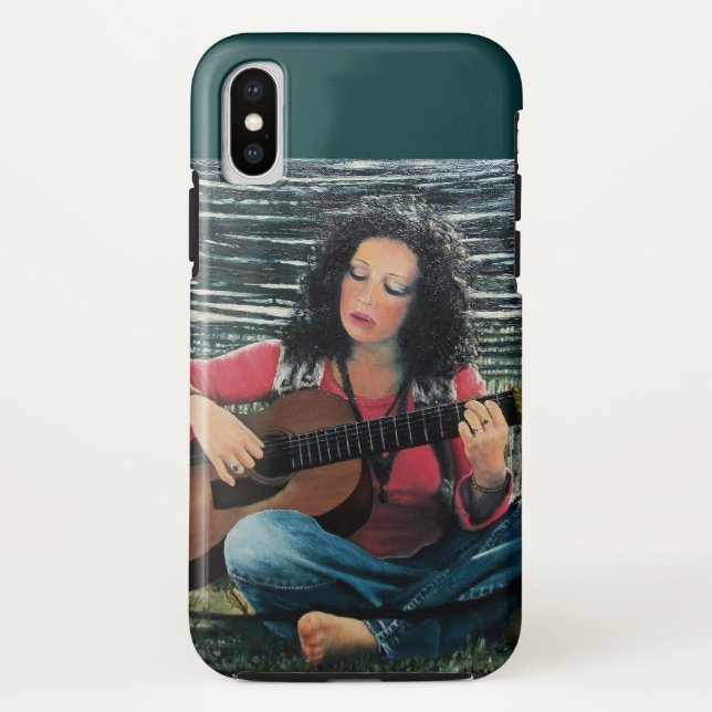 Funda De Case-Mate Para iPhone Mujer Jugando Música Con Guitarra Acústica (Reverso)