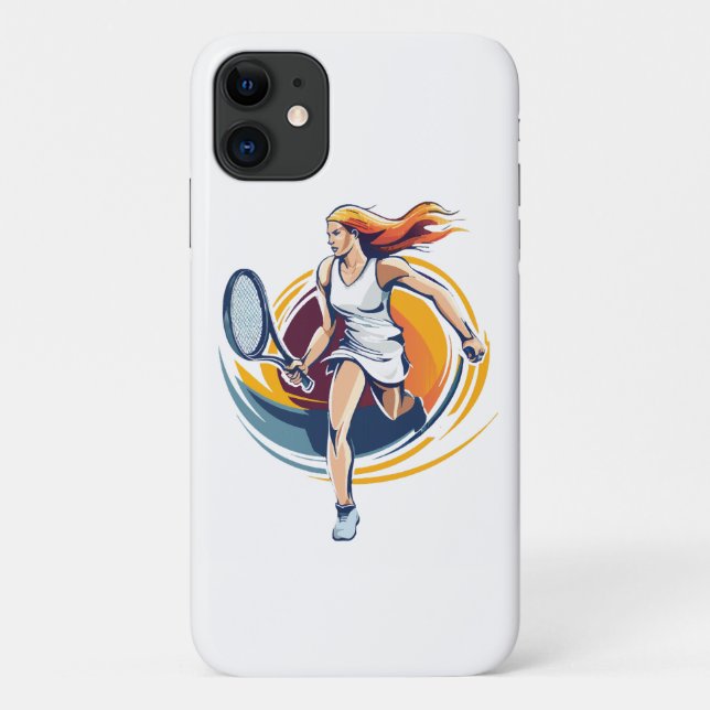 Funda De Case-Mate Para iPhone mujer jugando tenis (Reverso)
