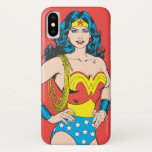 Funda Para iPhone X Mujer Maravilla | Vintage Pose con Lasso<br><div class="desc">Una clásica pose de personaje de historieta Woman Woman.</div>