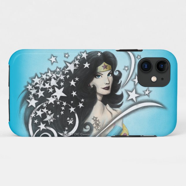 Funda De Case-Mate Para iPhone Mujer Maravilla y estrellas (Reverso (horizontal))