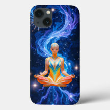 Mujer meditativa con energía flotante