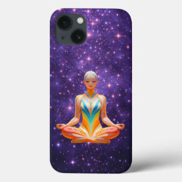 Funda Para iPhone 13 Mujer meditativa y cielo púrpura estrellado