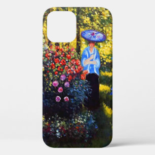Funda Para iPhone 12 Mujer Monet con una sombrilla en el jardín