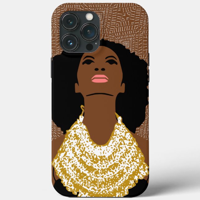 Funda De Case-Mate Para iPhone Mujer negra marrón mirando con collar tribal (Reverso )