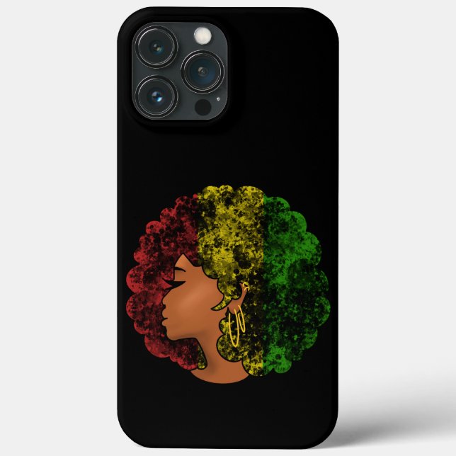 Funda De Case-Mate Para iPhone Mujer negra rasta afro rojo amarillo verde  (Reverso )