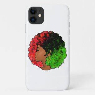 Funda Para iPhone 11 Mujer niña negra panafricana orgullo afro verde ro