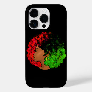 Funda Para iPhone 14 Pro De Case-Mate Mujer niña negra panafricana orgullo afro verde ro