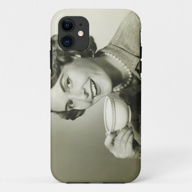 Funda De Case-Mate Para iPhone Mujer que sostiene las tazas (Reverso)