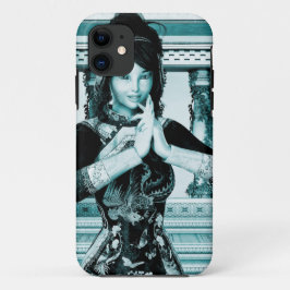 Funda Para iPhone 11 Mujer Real Asiática Arte de Retrato Azul