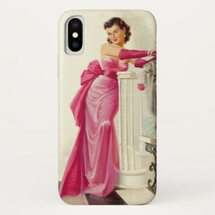 Funda Para iPhone X Mujer retra de los años 50 con los rosas