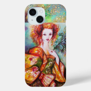 FUNDA PARA iPhone 15 MUJER ROMÁNTICA CON PELO DE PELO DE PELO DE PELO D