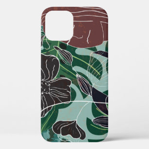 Funda Para iPhone 12 Mujer verde, Ilustracion Vintage moderno.