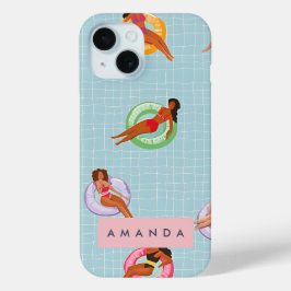 Funda Para iPhone 15 Mujeres de verano personalizadas relajándose en lo