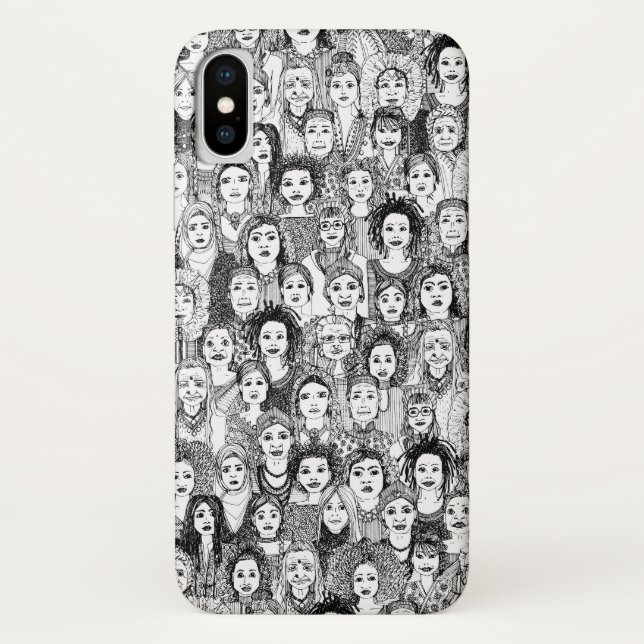 Funda De Case-Mate Para iPhone mujeres del mundo blanco negro (Reverso)