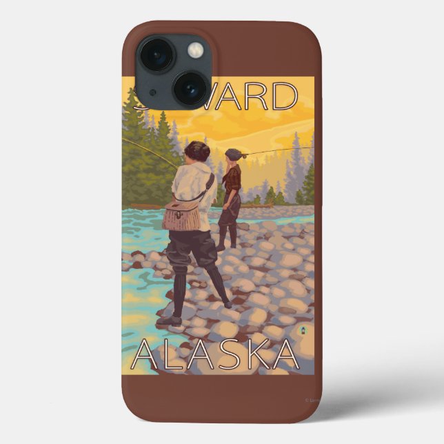 Funda De Case-Mate Para iPhone Mujeres Pesca de Mosca - Seward, Alaska (Reverso)