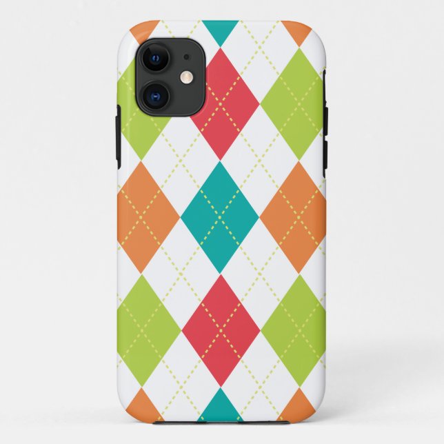 Funda De Case-Mate Para iPhone Multi de moda retro de Argyle (Reverso)