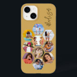 Funda Para iPhone 14 De Case-Mate MultiCollage de fotos simple moderno personalizado<br><div class="desc">Multi Collage de fotos Simple Nombre Personalizado Moderno Patrón Hexagon Smartphone iPhone Case incluye un collage de fotos de tus fotos favoritas en forma de hexágono. Personalizado con tu nombre. Perfecto para cumpleaños, Navidades, Día de la Madre, Día del Padre, Abuelos, hermano, hermana, mejor amigo y más. FOTO TIP: centra...</div>