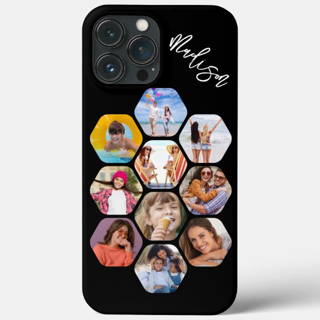 Funda De Case-Mate Para iPhone MultiCollage de fotos simple moderno personalizado (Reverso )