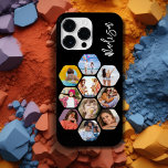 Funda Para iPhone 14 Pro Max De Case-Mate MultiCollage de fotos simple moderno personalizado<br><div class="desc">Multi Collage de fotos Simple Nombre Personalizado Moderno Patrón Hexagon Smartphone iPhone Case incluye un collage de fotos de tus fotos favoritas en forma de hexágono. Personalizado con tu nombre. Perfecto para cumpleaños, Navidades, Día de la Madre, Día del Padre, Abuelos, hermano, hermana, mejor amigo y más. FOTO TIP: centra...</div>