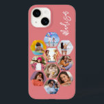 Funda Para iPhone 14 De Case-Mate MultiCollage de fotos simple moderno personalizado<br><div class="desc">Multi Collage de fotos Simple Nombre Personalizado Moderno Patrón Hexagon Smartphone iPhone Case incluye un collage de fotos de tus fotos favoritas en forma de hexágono. Personalizado con tu nombre. Perfecto para cumpleaños, Navidades, Día de la Madre, Día del Padre, Abuelos, hermano, hermana, mejor amigo y más. FOTO TIP: centra...</div>