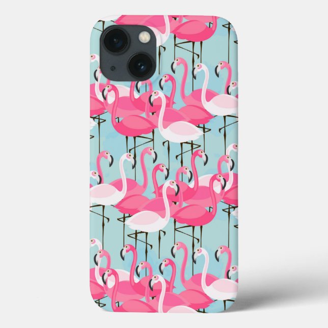 Funda De Case-Mate Para iPhone Multitud Rosa Y Blanca De Flamingos (Reverso)
