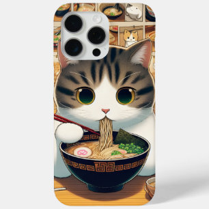 Funda Para iPhone 15 Pro Max Munchkin Cat Comiendo Ramen