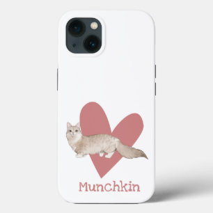 Funda Para iPhone 13 Munchkin Cat Watercolor Kitty Pink Heart