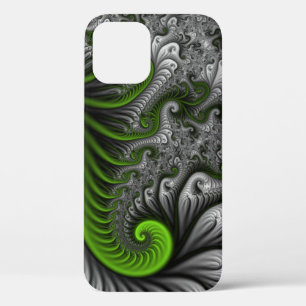 Funda Para iPhone 12 Mundo de fantasía verde y gris arte abstracto frac