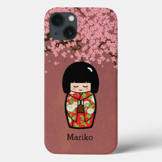 title_seo2 Muñeca japonesa kokeshi en Kimono rojo con Sakura
