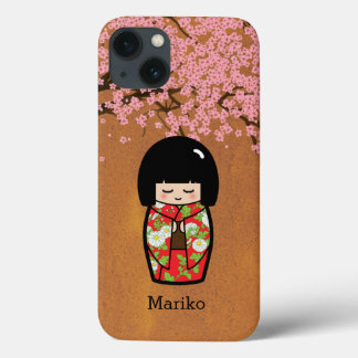 title_seo2 Muñeca japonesa kokeshi en Kimono rojo con Sakura