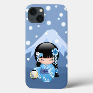 Funda Para iPhone 13 Muñeca Kokeshi de invierno - Chica Geisha de la Mo