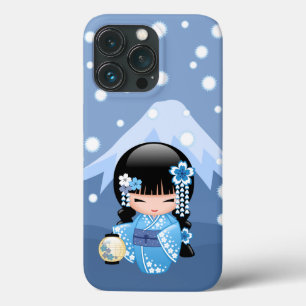 Funda Para iPhone 13 Pro Muñeca Kokeshi de invierno - Chica Geisha de la Mo