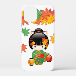 title_seo2 Muñeca Kokeshi de Kimono Verde Otoñal Hojas de Arc