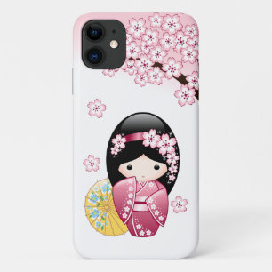 Funda Para iPhone 11 Muñeca Kokeshi de primavera - Chica Geisha japonés