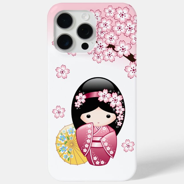 Funda De Case-Mate Para iPhone Muñeca Kokeshi de primavera - Chica Geisha japonés (Reverso )